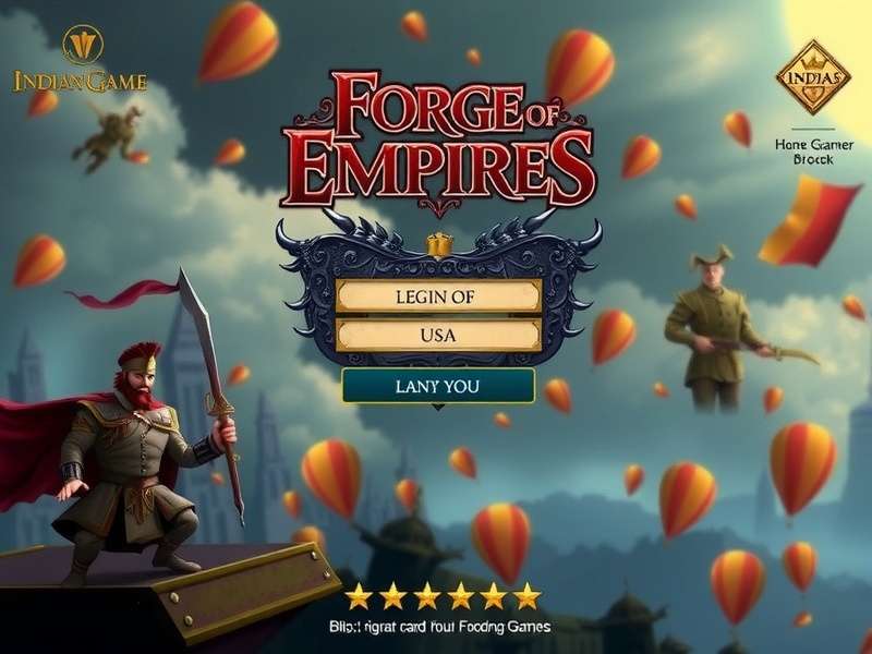 Forge of Empires लॉगिन पेज और गेम इंटरफ़ेस