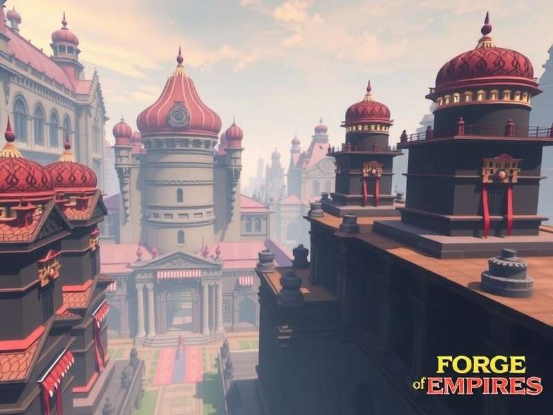 Forge of Empires Future Era शहर का दृश्य, भविष्य की तकनीकों से भरा हुआ