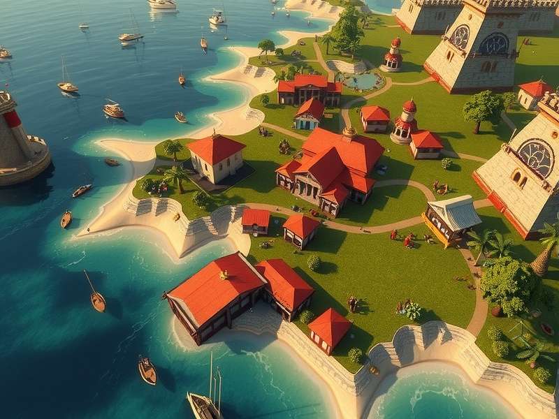 Forge of Empires में एक अनुकूलित भारतीय शहर का दृश्य, इमारतों और रास्तों का कुशल विन्यास दिखाते हुए