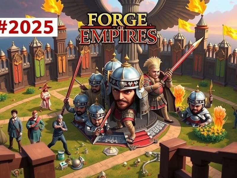 Forge of Empires मई 2025 इवेंट - एक आग पर चलते हुए योद्धा का दृश्य