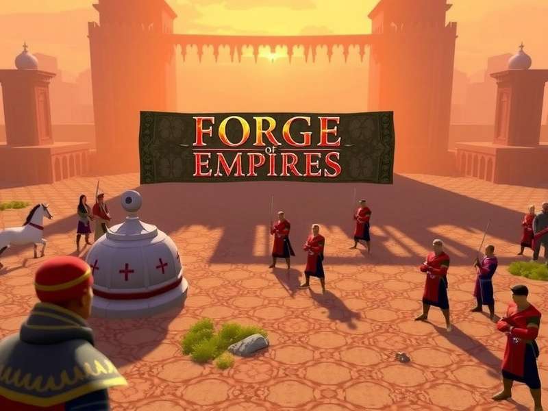 Forge of Empires Fellowship Event 2025 Banner - Guild members collaborating on a grand city project.