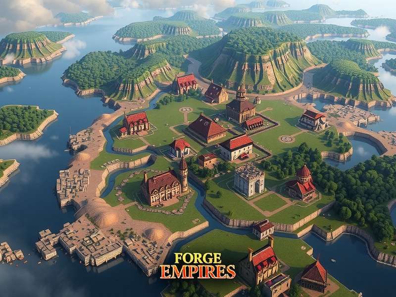 Forge of Empires cityscape showing historical buildings from different eras