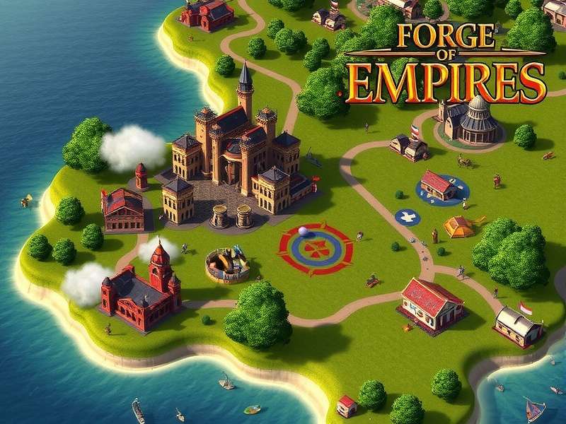 Futuristic cityscape in Forge of Empires Future Era with flying vehicles and advanced structures