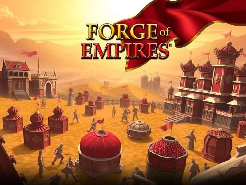Forge of Empires gameplay screenshot showing a city in the Industrial Age