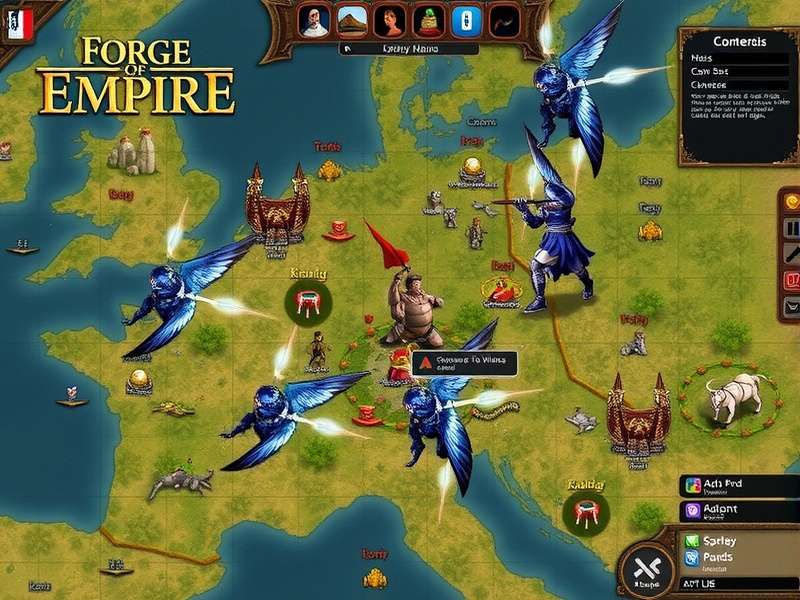 Historical city building game interface with strategy elements