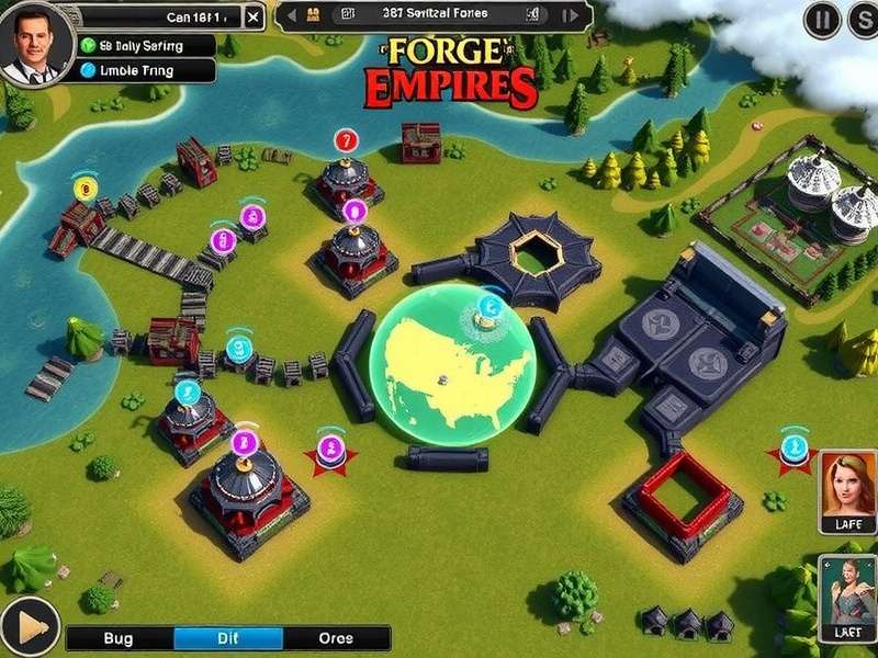 Optimal late-game city layout in Forge of Empires showing efficient road and building placement