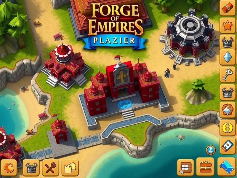 Forge of Empires city overview with grand buildings and resources