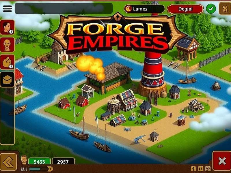 Strategic city planning in Forge of Empires showing detailed buildings and roads