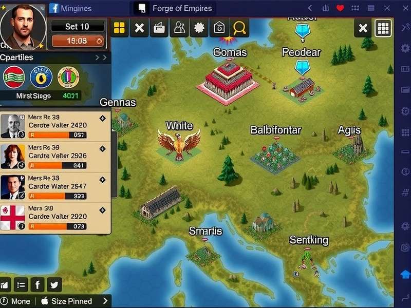 Mid-game city transition showing replacement of basic buildings with event buildings