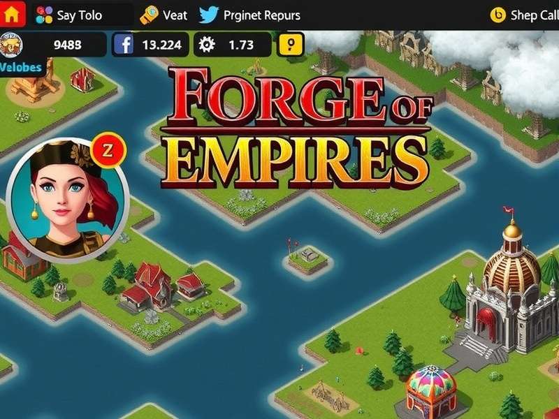 Forge of Empires city landscape showing multiple historical eras