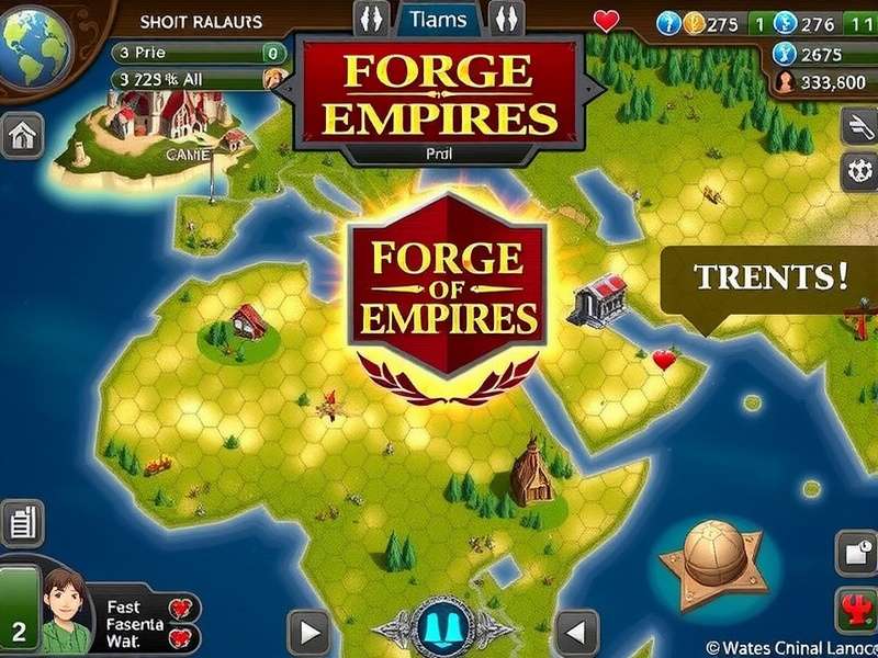 A sprawling, highly optimized late-game Forge of Empires city with Great Buildings and event structures