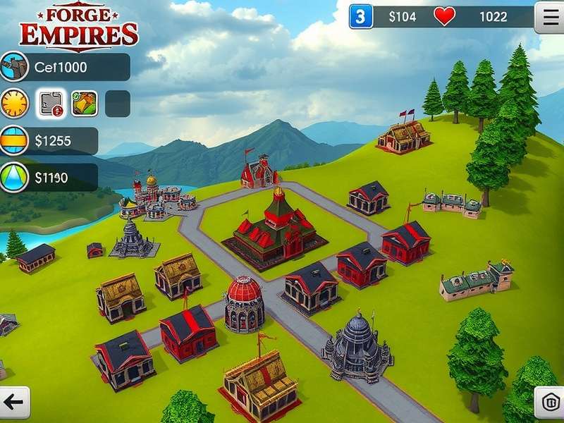 Strategic map view of a high-level Forge of Empires city showing optimal layout