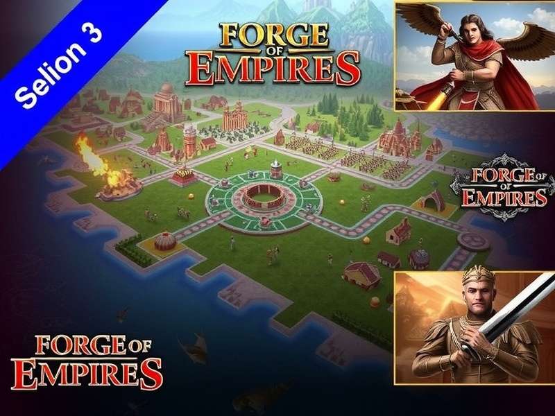 Forge of Empires city overview showing Stone Age to Future eras