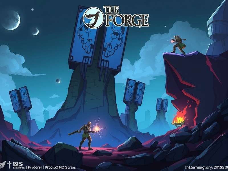 A majestic digital art of a forge in a historical city, with glowing embers and intricate architecture