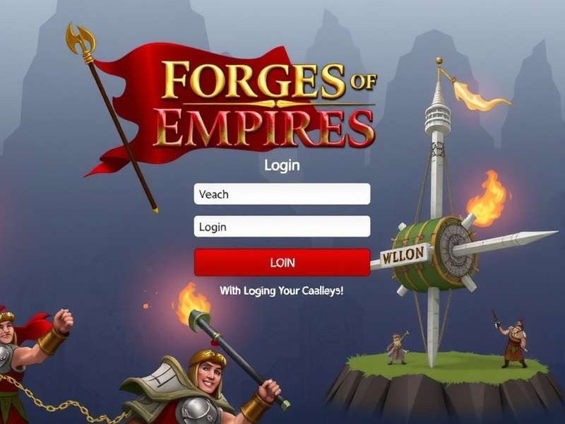 Forge of Empires login screen showing the gateway to a historical city