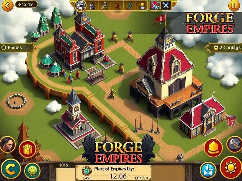 Forge of Empires epic city-building strategy game banner showing medieval to modern eras