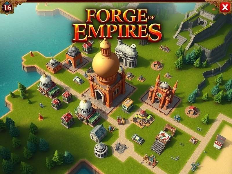 Forge of Empires game screenshot showing a medieval Indian-inspired city with forts and trade routes