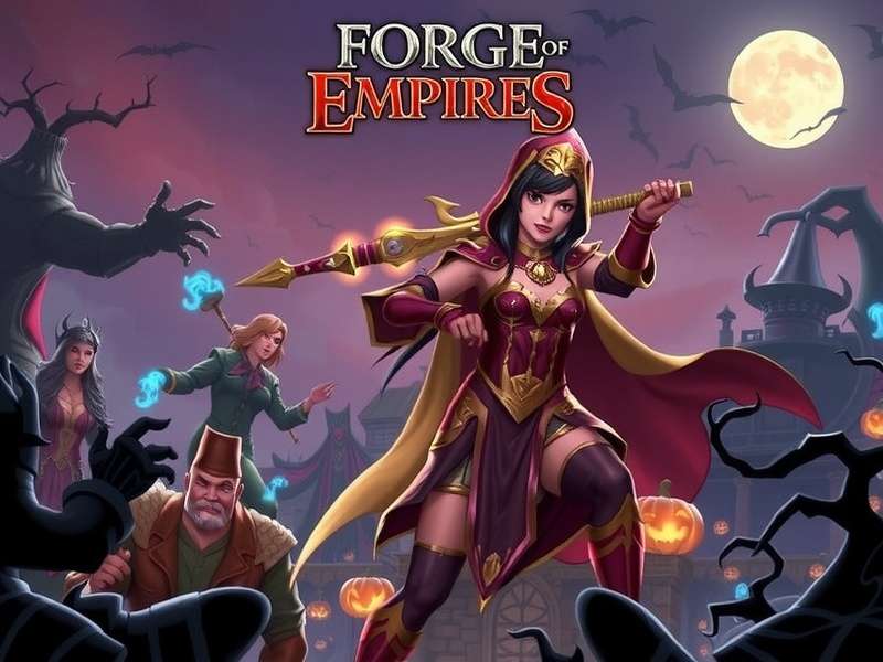 Forge Of Empires 2022 Halloween Event banner with spooky castle and rewards