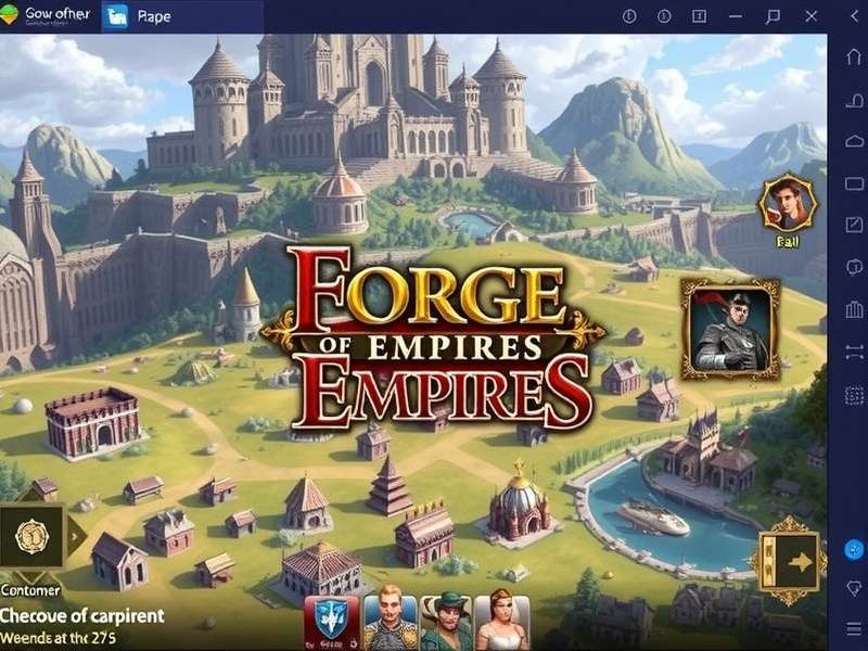 Forge of Empires city skyline with ancient and medieval buildings under a golden sunset