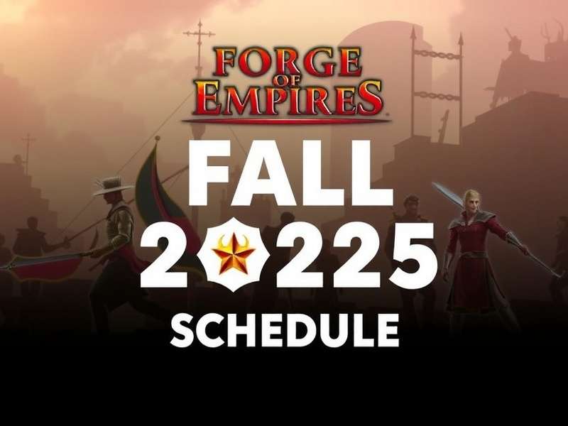 Forge of Empires Fall Event 2025 banner showing seasonal autumn theme with empire buildings and golden leaves