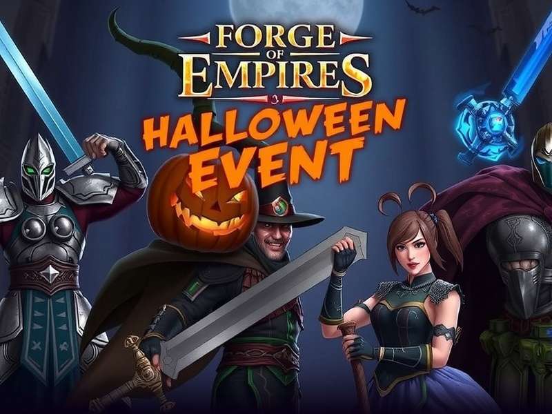 Forge of Empires Halloween Event 2023 – Haunted Harvest banner with pumpkin king and spooky city